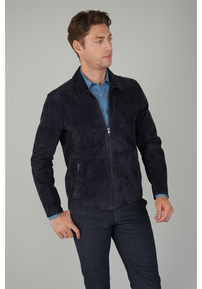 Bisse Lacivert Regular Fit Deri Gerçek Mont Dm25y25002 D39