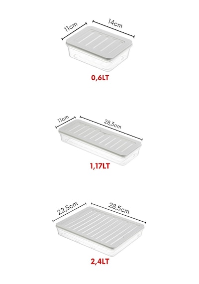 Nandy Home Freshbox 1 x  2.4 L +  2 x 1.17 L + 4 x 0.6 L Saklama Kabı 7'li Krem
