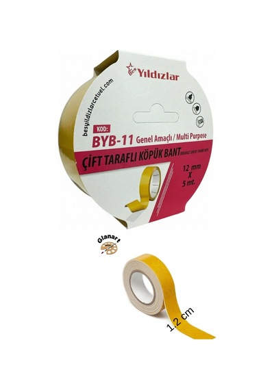 Çift Taraflı Köpüklü Bant 12mmx 5mt 1 Adet 12 MM x 5 M