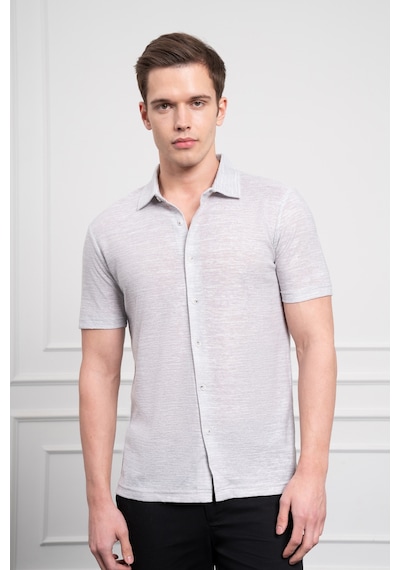 Morven Erkek Gri Trend Apaçi Yaka Dynamic Fit Kısa Kollu Gömlek 25ys004005100 Gri Gri