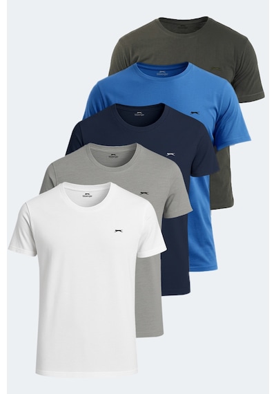 Slazenger Sander Ktn 5 Li Set Erkek Beyaz - Siyah - Gri - Haki - Saks Mavi Tişört Beyaz - Siyah - Gri - Haki - S