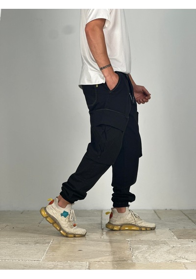 Cocopelli Premium Kalite Büyük Cepli Siyah Jogger Pantolon Coc1910 Siyah