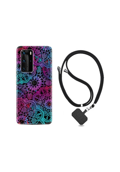 Huawei P40 Pro Kılıf Boyun Askılı Colurful Mandala 1667