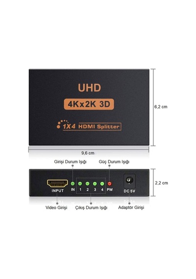 Triline 4K Ultra Hd 3D 4 Port Hdmi Splitter Çoğaltıcı