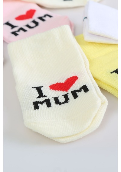 Baby Shez Pamuklu 6'lı Yenidoğan Erkek Bebek Çorap Mum Pembe