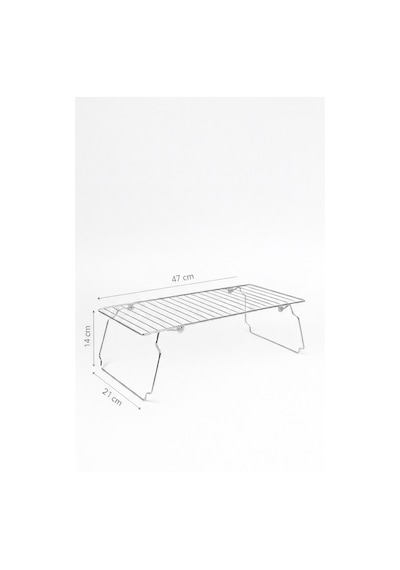 Sas Haus 47 Cm Geniş Metal Dolap İçi Düzenleyici Raf - Mutfak Tezgah Üstü Katlanabilir Tabak Düzenleyici Standı Krom Krom