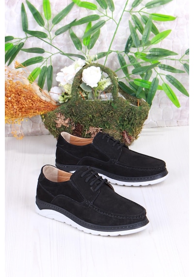 Mehmet Mete 4044 Carlo Nubuk Hafif Rahat Hakiki Deri Erkek Ayakkabı Siyah
