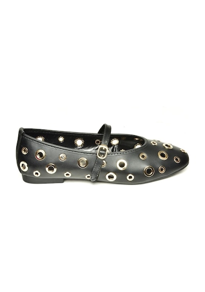 Fox Shoes U820084509 Siyah Kadın Babet Siyah-suni Deri Siyah