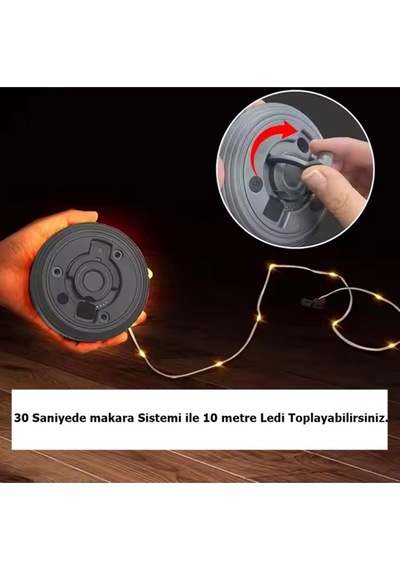 Şarjlı Type-c 8 Mod Rgb+ Günışığı Renk 10 Metre Makara Led - İp Led - Su Geçirmez Lamba - Powerbank Karışık