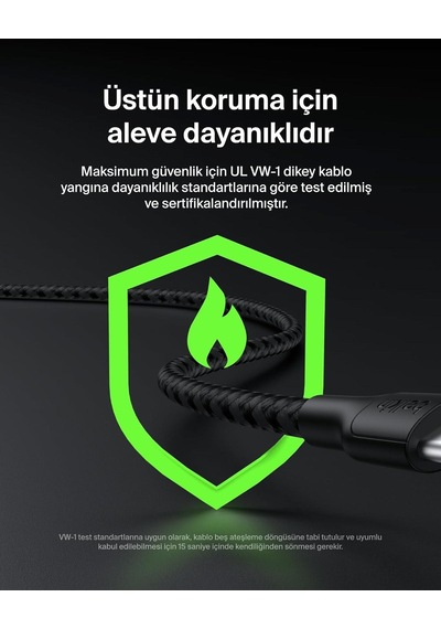 Belkin Cab025hq2mbk Boostcharge Pro 240w Usb-c To Usb-c Örgülü 2m Hızlı Şarj Kablosu- Siyah