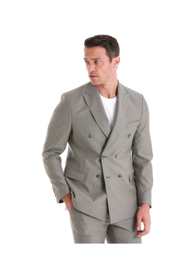 Hatemoğlu Vizon Slim Fit Desenli Kruvaze Klasik Takım Elbise 33202024c010 V02 Vizon