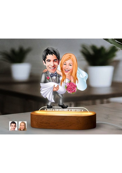 Bk Gift Kişiye Özel Yeni Evli Çift Karikatürlü Dekoratif 3d Biblo Led Işıklı Gece Lambası-8, Düğün Hediyesi, Yıl Dönümü Hediyesi Kobitmeyen138272 Bk