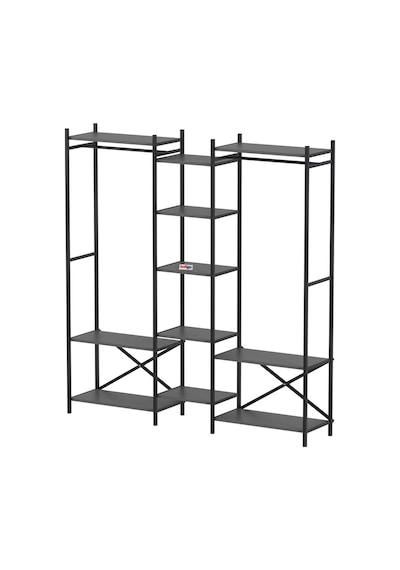 10 Raflı Metal Gardırop Metal Portmanto Açık Gardırop Elbise Dolabı Vestiyer Openix Antrasit