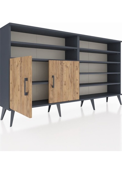 Arges Konsol 7 Raflı 2 Kapaklı 176x30x99 Antrasit-çam/aytaşı Atlas Çam/aytası - Antrasıt Arges Konsol 7 Raflı 2 Kapaklı 176x30x99 Antrasit-çam/aytaşı Atlas Çam/aytası - Antrasıt