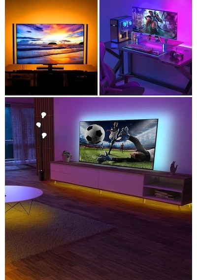 2 Metre Kumandalı Usb Led Şerit Işık Renk Ayarlı Dekoratif Ortam Ve Ambiyans Aydınlatması Diğer