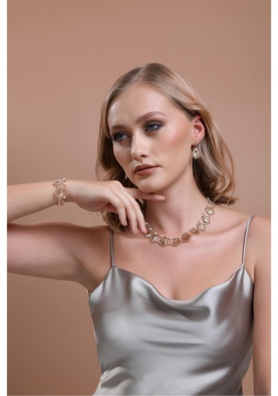 5,5 Mm Doğal İncili Yelpaze Modelli Bileklik Gold Sarı Altın