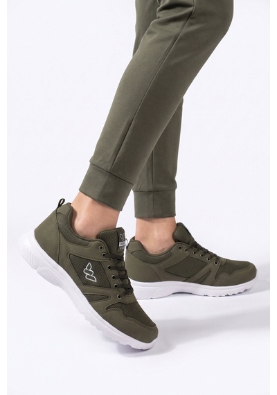 Walkway Haki Fileli Hafif Bağcıklı Esnek Unisex Spor Ayakkabı 020 G