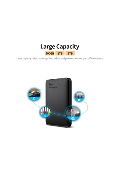 Wd Elements 2.5 İnç Mobil Hdd 500g Usb 3.0 Yüksek Hızlı Mobil Sabit Disk Taşınabilir Darbeye Dayanıklı Harici Sabit Disk Wdbuzg5000abk