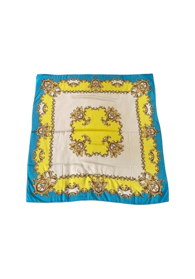 Tikitonki Çiçek Desenli Çok Renkli Kare Kesim Eşarp - 90x90cm Çok Renkli Çok Renkli