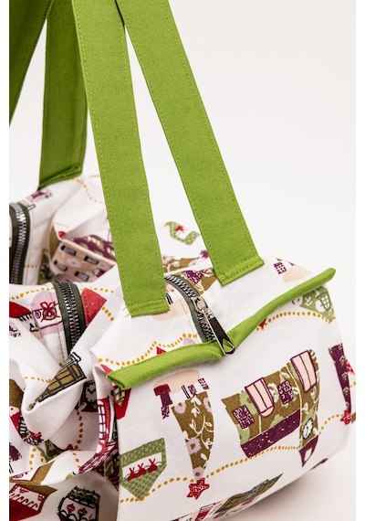 Fabric Craft Bag Yemek Taşıma Çantası Duck Kumaş Katlanabilir Büyük Boy Mutfak Taşıma Çantası Beyaz - Çok Renkli