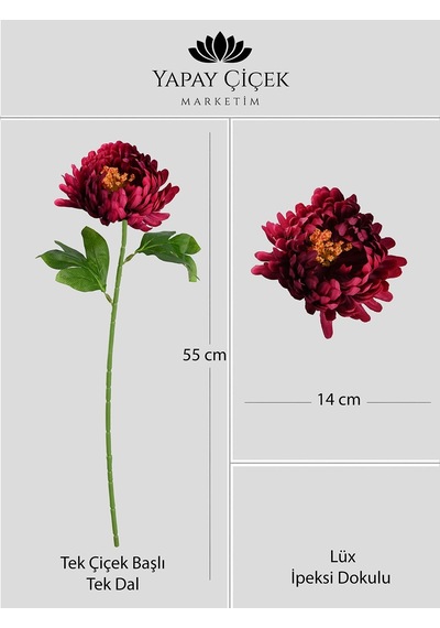 Yafuşya Yapay Kasımpatı Çiçeği Tek Dal Lüx İpeksi Dokulu 55 Cm