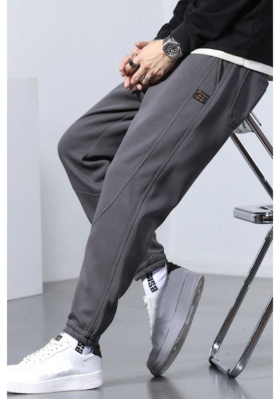 Genius Store Genıus Store Erkek Eşofman İçi Polarlı Bağcıklı Bel Jogger Spor Eşofman Altı Spor-esf001 Füme