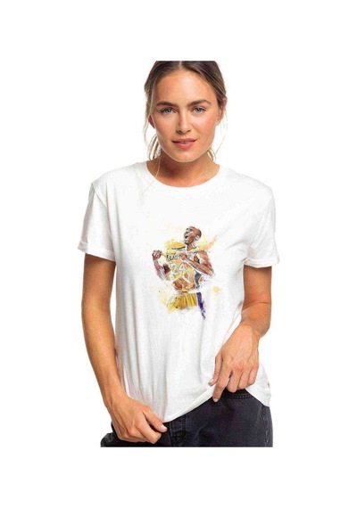 Lakers Basket Oyuncusu Basketbol Baskılı Beyaz Kadın Tshirt