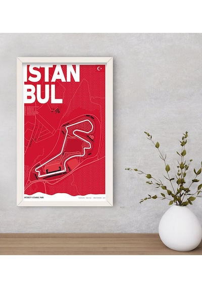 Bk Gift Istanbul Park Tasarımlı Dekoratif Ahşap Beyaz Çerçeveli T
