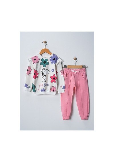 Veramoni Kız Çocuk Cute Belle Çiçek Baskılı Uzun Kollu Eşofman Sweatshırt Takım Pembe Veramoni Kız Çocuk Cute Belle Çiçek Baskılı Uzun Kollu Eşofman Sweatshırt Takım Pembe