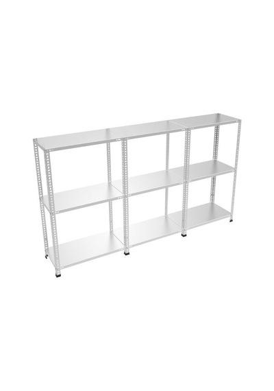 Çelikrafburada 3 Katlı 3 Lü Bitişik Çelik Galvaniz Arşiv Rafı Depo Rafı Kiler Rafı 43x60x100 Dx51 Kalite Gümüş
