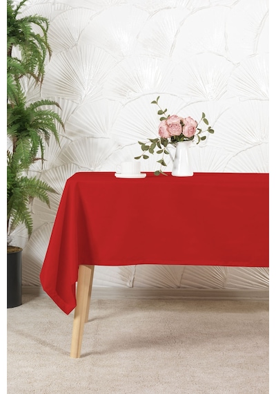 Elart Soft Kadife Masa Örtüsü Dikdörtgen 150x220 Cm Kırmızı Kırmızı