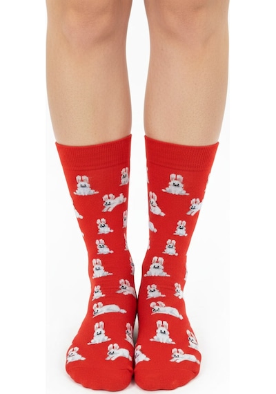 Gost Liria Rabbit Socks Desenli Unisex Soket Çorap Kırmızı