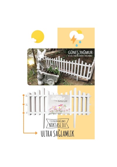 Dekoratif Bahçe Çiti Plastik Çit Peyzaj Koruma Panel Çit 1 Adet 59 Cm Beyaz