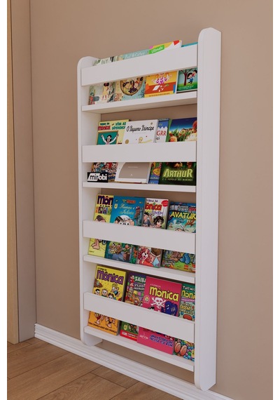 Lino 4 Raflı Montessori Kitaplık Eğitici Çocuk Kitaplığı Beyaz