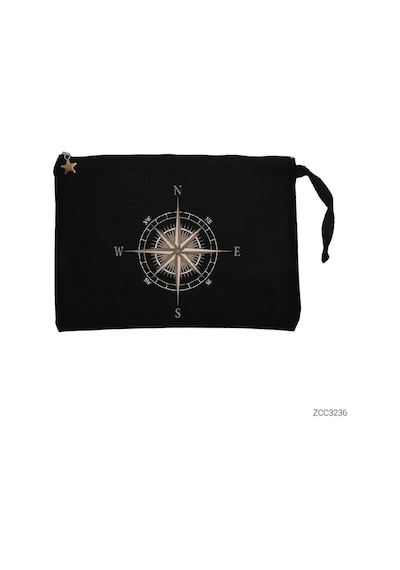 Zepplin Giyim Pusula Siyah Clutch Astarlı Cüzdan / El Çantası Siyah