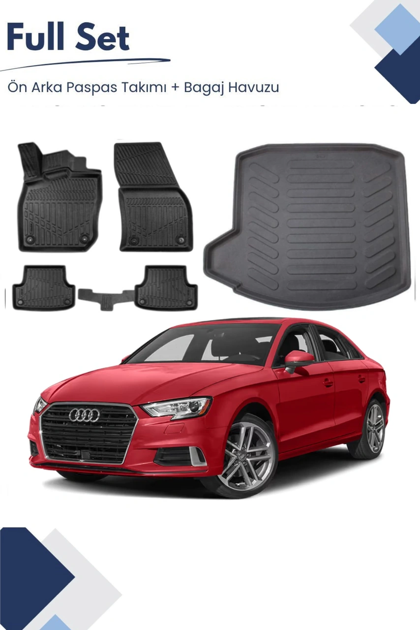 Audi A3 Sedan 2017-2018-2019-2020 Model Tam Uyumlu Paspas+bagaj Havuzu Seti