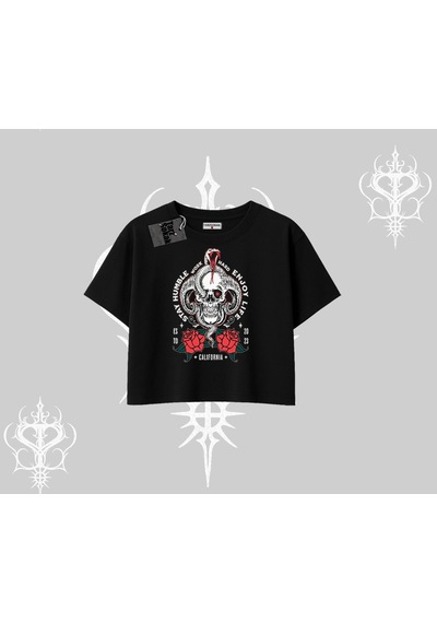 Startmore Startmore Oversize Crop Tshirt Stay Humble Work Hard Enjoy Life Siyah