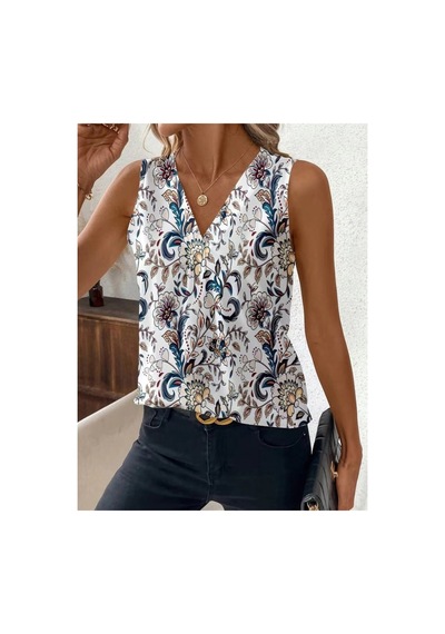 Butik İstanbul Kadın Askılı V Yakalı Desenli Süprem Bluz Beyaz