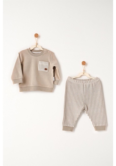 Andywawa Bebek Tinny's Sheeps Alt Üst Takım Bej Ac26160 Beige