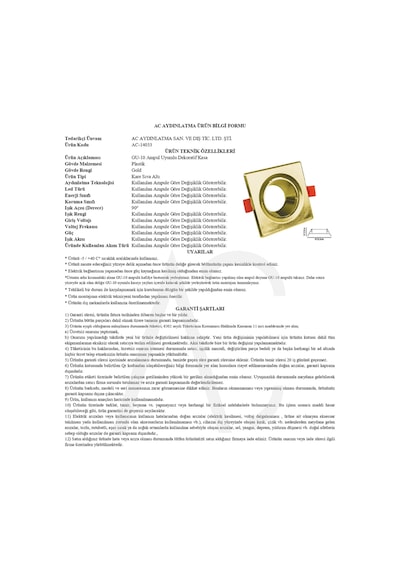 Gu10 Dekoratif Kare Plastik Kasa Gold 2 Adet