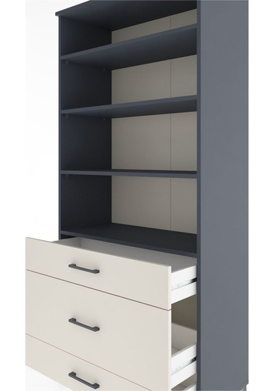 Hyperion Dolap 4 Raflı 3 Çekmeceli 88x44x195 Antrasit-aytaşı Antrasit
