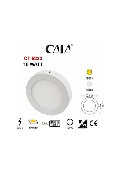 Cata Ct-5233 Sıva Üstü Led Armatür(18W)