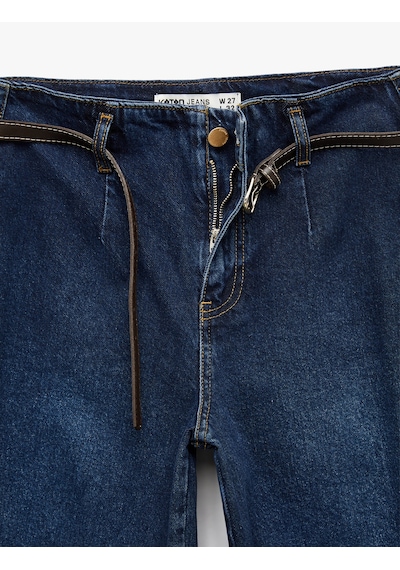Koton Yüksek Bel Pamuklu Kemerli Kısa Geniş Paça Denim Pantolon - Wide Leg Jean Koyu İndigo 6sal40096md İndigo Koton Yüksek Bel Pamuklu Kemerli Kısa Geniş Paça Denim Pantolon - Wide Leg Jean Koyu İndigo 6sal40096md İndigo