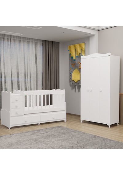 Garaj Home Melina Bebek Odası Yıldız 3 Kapaklı Dolap - Beyaz Beyaz