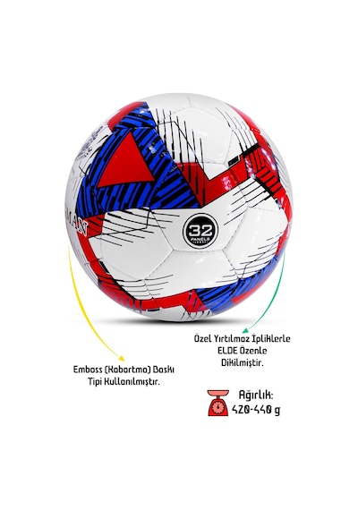 Telvesse Futbol Topu Pompalı Set Profesyonel El Dikişli Dayanıklı Sert Zemin Halı Saha Topu 701 No:5 Karışık Renkli