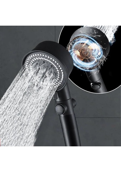 Duş Başlığı Turbo Fan 5 Fonksiyonlu Duş Başlığı El Duşu Handshower, Siyah 1.sınıf Kaliteli Genel