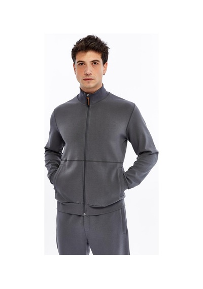 AR-MA Arma Erkek Slim Fit Sweatshirt Scuba Interlok, Tam Fermuarlı, Dik Yaka, Fleto Cepli K30324989802 Gri AR-MA Arma Erkek Slim Fit Sweatshirt Scuba Interlok, Tam Fermuarlı, Dik Yaka, Fleto Cepli K30324989802 Gri