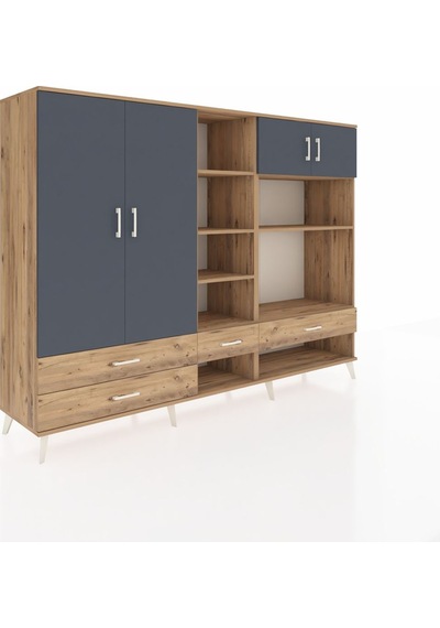 Hyperion Dolap 12 Raflı 4 Çekmeceli 4 Kapaklı 220x44x163 Çam-antr Çam-antrasit/çam Hyperion Dolap 12 Raflı 4 Çekmeceli 4 Kapaklı 220x44x163 Çam-antr Çam-antrasit/çam