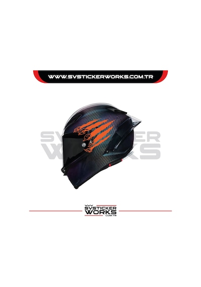Pençe Wolf Sticker Kask Sticker Kasklar Uyumlu Tek Yön 1 Adet Turuncu