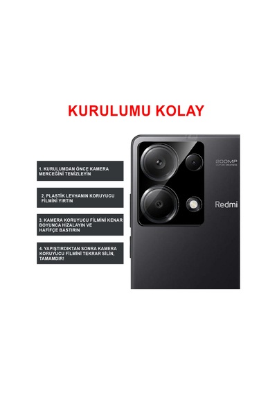 Redmi Note 13 Uyumlu Kamera Lens Koruyucu Dayanıklı Kamera Koruyucu